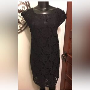 VINTAGE Cynthia Steffe Silk Lined Cotton Floral Lace Sheath Dress